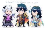  alternate_costume ameno_(a_meno0) blue_eyes blue_hair brown_eyes chibi chrom_(fire_emblem) fairy fairy_wings fingerless_gloves fire_emblem fire_emblem_awakening fire_emblem_heroes gloves happy_birthday long_hair lucina_(fire_emblem) open_mouth robin_(fire_emblem) robin_(fire_emblem)_(male) short_hair smile sword tiara weapon white_hair wings 