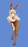  1girl animal_costume animal_ears blonde_hair blue_eyes breasts bunny_costume bunny_ears eden&#039;s_zero high_heels highres large_breasts leotard mashima_hiro pantyhose playboy_bunny rebecca_bluegarden twitter 