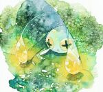  +_+ antennae chinchou fish gen_2_pokemon glowing no_humans oharu-chan open_mouth pokemon pokemon_(creature) traditional_media underwater watercolor_(medium) yellow_eyes 