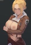  annie_leonhardt breasts nipples no_bra open_shirt shexyo shingeki_no_kyojin uniform 