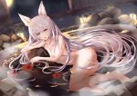  animal_ears ass bathing habu_rin kitsune naked onsen wet 