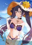  bikini cleavage garter genshin_impact kemile mona_(genshin_impact) swimsuits wet 