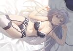  86_(anime) bra breasts cleavage collar garter_belt gray_eyes gray_hair long_hair panties seon_(seonon) stockings underwear vladilena_millize 