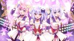  blue_eyes blue_hair blush breasts brown_eyes cat_smile catgirl choker cleavage enomiya_milk foxgirl garter_belt inuyama_tamaki long_hair male navel noripro pink_hair purple_eyes shirayuki_mishiro shorts sumisaki_yuzuna trap twintails uniform white_hair wristwear zettai_ryouiki 