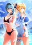  ass bikini eula_(genshin_impact) garter genshin_impact jean_(genshin_impact) open_shirt see_through swimsuits tagme 