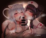  animal_ears bottomless bra censored fellatio hakase_fuyuki nekomimi nijisanji nurse penis tagme tail yorumi_rena 