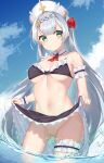  bikini_top garter genshin_impact noelle_(genshin_impact) nopan pussy skirt_lift swimsuits uncensored wet yatsucchie 