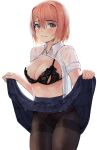  bra open_shirt pantsu pantyhose see_through seifuku skirt_lift ur-8 wet wet_clothes 