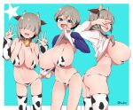  animal_ears ass bikini horns panty_pull shirt_lift swimsuits tail thighhighs thong toudori undressing uzaki-chan_wa_asobi_tai! uzaki_hana uzaki_tsuki uzaki_yanagi 