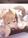  animal_ears neko nekomimi seifuku shirt_lift skirt_lift tagme tail thighhighs ukiwakisen 