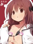  bikini_top censored magia_record:_mahou_shoujo_madoka_magica_gaiden mahou_shoujo_madoka_magica nekokan-nekokan open_shirt swimsuits undressing 