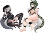  arknights ass breasts feet garter gavial_(arknights) no_bra pantsu pointy_ears see_through tail thighhighs thong tomimi_(arknights) torn_clothes wilsn_koon 