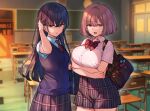  bra breast_hold mankai_kaika see_through seifuku sweater 