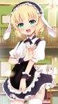  animal_ears bunny_ears gochuumon_wa_usagi_desu_ka? kirima_sharo maid shiro_hebi_rei skirt_lift thighhighs waitress 