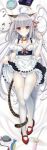  animal_ears cleavage dakimakura maid navel nekomimi pantsu sakurakouji_luna skirt_lift string_panties suzuhira_hiro tail thighhighs tsuki_ni_yorisou_otome_no_sahou 