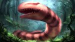  absurdres day dragon_quest dragon_quest_monsters_joker_2 forest grass highres monster nature no_eyes no_humans open_mouth outdoors sharp_teeth shiburingaru slime_(dragon_quest) teeth tree wormonger worms 
