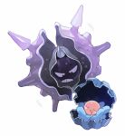 clamperl closed_eyes cloyster commentary_request drooling flying_sweatdrops gen_1_pokemon gen_3_pokemon looking_at_another looking_down newo_(shinra-p) pokemon pokemon_(creature) saliva shell simple_background sleeping sweatdrop teeth white_background 