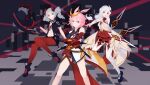  .l.l 3girls animal_ears bare_shoulders black_jacket blue_eyes bronya_zaychik bronya_zaychik_(yamabuki_armor) demon_tail drill_hair floating fox_ears full_body grey_eyes grey_hair hair_between_eyes hair_ornament highres holding holding_sword holding_weapon honkai_(series) honkai_impact_3rd jacket katana leggings legs multiple_girls navel pantyhose pink_hair ponytail pose purple_eyes red_legwear sheath sheathed sword tail theresa_apocalypse theresa_apocalypse_(celestial_hymn) thighhighs twin_drills weapon white_hair white_legwear yae_sakura yae_sakura_(flame_sakitama) 