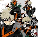  abs angry ass bakugou_katsuki belt black_footwear black_pants black_shirt blonde_hair boku_no_hero_academia boots breath chibi chibi_inset eye_mask feet from_below gloves invisible_chair jumping kirishima_eijirou knee_pads male_focus multiple_views nipple_slip nipples pants parted_lips pectorals red_eyes red_hair scratches serious shirt short_hair sitting smoke speech_bubble spiked_hair stirrup_legwear tight tight_shirt toeless_legwear torn_clothes tsurime utility_belt y_(hellenism) 