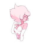  1girl bangs breasts cleavage closed_eyes colored_skin cropped_torso elbow_gloves eyeshadow gem gloves light_smile makeup medium_breasts pink_diamond_(steven_universe) pink_eyes pink_eyeshadow pink_skin punipaws short_hair solo steven_universe thick_lips upper_body white_background white_gloves 