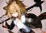 animal_ears arknights cleavage onkyi siege_(arknights) tail weapon 