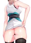  ass fate/grand_order imes japanese_clothes okita_souji_(fate) pantsu skirt_lift thighhighs thong 