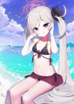  asagi_mutsuki bikini blue_archive pointy_ears skirt_lift swimsuits unidentified_nk 