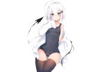  aliasing aqua_eyes blush magic original otokuyou ringo-chan_(otokuyou) school_swimsuit shirt short_hair swimsuit thighhighs white white_hair 