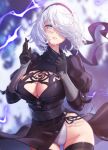  cameltoe dress mitsu_(mitsu_art) nier_automata no_bra skirt_lift thighhighs yorha_no.2_type_b 