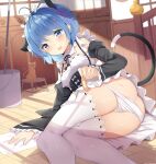  animal_ears ass bandaid chintora0201 maid neko nekomimi pantsu panty_pull re_zero_kara_hajimeru_isekai_seikatsu rem_(re_zero) skirt_lift tail thighhighs 