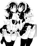  ass cleavage kyokucho maid monochrome nopan skirt_lift tagme thighhighs 