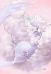  absurdres ahoge altaria bird commentary_request fluffy gen_3_pokemon highres mega_altaria mega_pokemon no_humans open_mouth pokemon pokemon_(creature) signature solo talons tongue warabimoti168 