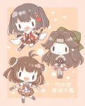  3girls antenna_hair bangs black_legwear black_neckwear blush bow brown_hair chibi detached_sleeves double_bun fingerless_gloves forehead_protector frills gloves green_bow hair_bow hair_ornament headband holding holding_torpedo jintsuu_(kancolle) kantai_collection long_hair multiple_girls nada_namie naka_(kancolle) open_mouth remodel_(kantai_collection) sailor_collar scarf sendai_(kancolle) short_sleeves signature simple_background skirt sleeveless smile thighhighs torpedo two_side_up white_gloves white_sailor_collar white_scarf 