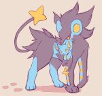  amezawa_koma evolutionary_line gen_4_pokemon grey_background luxray no_humans parted_lips pokemon pokemon_(creature) shinx 