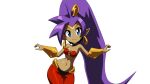  1girl absurdly_long_hair animated animated_png arabian_clothes belly_dancing blue_eyes bracer choker dancer dancing dark_skin earrings english_commentary harem_pants hoop_earrings jewelry long_hair looking_at_viewer multicoloredyoshi o-ring o-ring_top pants pointy_ears ponytail purple_hair shantae_(character) shantae_(series) shantae_and_the_seven_sirens shiny shiny_skin smile solo tiara transparent_background very_long_hair 