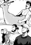  5boys anal beard bestiality black_hair bored buzz_cut character_request chest_hair completely_nude deer facial_hair gaijin_4koma golden_kamuy greyscale highres kiroranke large_pectorals long_sideburns male_focus mature_male meme monochrome multiple_boys nipples nude ogata_hyakunosuke parody pectorals round_eyewear sex shiraishi_yoshitake short_hair sideburns stubble sugimoto_saichi thick_eyebrows very_short_hair zazuzamushi 