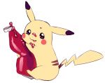  amezawa_koma gen_1_pokemon ketchup ketchup_bottle looking_at_viewer no_humans pikachu pokemon pokemon_(anime) pokemon_(classic_anime) pokemon_(creature) pokemon_ep042 simple_background smile solo white_background 