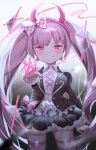  dangan-ronpa horns skirt_lift thighhighs usanta utsugi_kotoko 