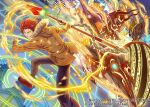  2boys akagi_toma armor cain_(fire_emblem:_shadow_dragon) chain cityscape fire fire_emblem fire_emblem_cipher ground_vehicle helmet holding holding_lance holding_polearm holding_weapon horned_helmet lance motor_vehicle motorcycle multiple_boys outdoors polearm red_hair suzuki_rika tokyo_mirage_sessions_fe weapon yellow_eyes 