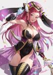  1girl absurdres alternate_costume arrow_(projectile) bangs bow_(weapon) braid breasts choker cleavage commission fire_emblem fire_emblem_heroes hair_ornament highres holding holding_arrow holding_bow_(weapon) holding_weapon huge_filesize iria_(yumeirokingyo) large_breasts loki_(fire_emblem) looking_at_viewer official_alternate_costume open_mouth purple_eyes purple_hair skeb_commission upper_body weapon 
