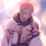  1boy :q abs bare_pectorals hadanugi_dousa highres itadori_yuuji japanese_clothes jujutsu_kaisen kimono large_pectorals looking male_focus multicolored_hair muscular muscular_male nipples open_clothes open_kimono pectorals ryoumen_sukuna_(jujutsu_kaisen) salmon_(657931354) short_hair sideburns smug solo stomach tongue tongue_out two-tone_hair undercut undressing upper_body white_kimono wide_sleeves 