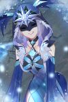  1girl absurdres bare_shoulders cicin_mage_(genshin_impact) collarbone cryo_cicin_mage_(genshin_impact) erlnr fur-trimmed_hood fur_trim gem genshin_impact highres hood huge_filesize mask short_hair snowflakes snowing solo tongue tongue_out white_hair 