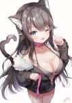  animal_ears bandaid bikini_top cleavage nekomimi open_shirt rukako swimsuits tail 