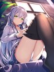  altina_orion eiyuu_densetsu eiyuu_densetsu:_sen_no_kiseki gurasion no_bra open_shirt pantsu seifuku skirt_lift thighhighs undressing 