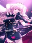  bangs belt breasts death_(entity) glowing grim_reaper hololive hololive_english holomyth large_breasts long_hair mori_calliope nokachoco114 open_mouth pink_eyes pink_hair shoulder_spikes signature spikes tiara veil virtual_youtuber 