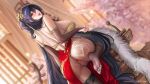  1girl anal anus ass azur_lane bangs bare_back bare_shoulders black_hair black_legwear breasts china_dress chinese_clothes cum cum_in_pussy cum_on_ass cum_on_body cum_on_feet dress dripping elbow_gloves feet from_behind fur-trimmed_jacket fur_trim gaping gloves hair_ornament jacket large_breasts leg_up legs_apart lips lipstick looking_at_viewer makeup naughty_face official_alternate_costume pussy pussy_juice red_eyes seductive_smile sideboob smile soles spread_anus spread_legs string string_pull taihou_(azur_lane) taihou_(phoenix&#039;s_spring_song)_(azur_lane) thick_lips thick_thighs thighhighs thighs tsuki_no_i-min undressing wet 