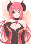  1girl blush breasts demon_horns eyebrows_visible_through_hair highres horns io_(princess_connect!) kuroha_uma large_breasts looking_at_viewer open_mouth princess_connect! smile solo upper_body 