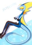 bright_pupils character_name closed_mouth commentary from_side gen_8_pokemon highres inteleon invisible_chair pokemon pokemon_(creature) shiny shiny_skin sitting smile solo white_pupils yellow_eyes zymonasyh 