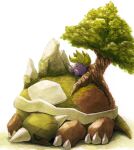  closed_eyes gen_1_pokemon gen_4_pokemon highres leaf lying misonikomiii no_humans oddish on_stomach pokemon pokemon_(creature) sleeping spikes symbol_commentary torterra tree 