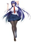  akiyama_rinko aoi_nagisa_(metalder) blue_hair breasts hair_ornament hairclip hand_on_head highres large_breasts long_hair looking_at_viewer necktie official_art pantyhose school_uniform shirt skirt taimanin_(series) taimanin_yukikaze 